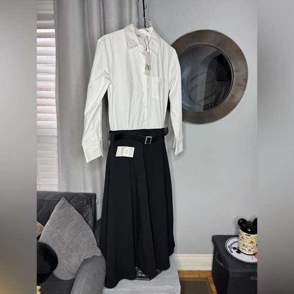 NWT Zara Woman COMBINED DRESS WITH BELT ZW COLLECTION Bloggers Fav Size M Medium - Picture 10 of 12